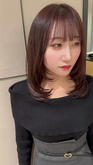 ミディアム カラー パーマ ヘアアレンジ 髪質改善/韓国風 レイヤー/田村祐樹のヘアスタイル