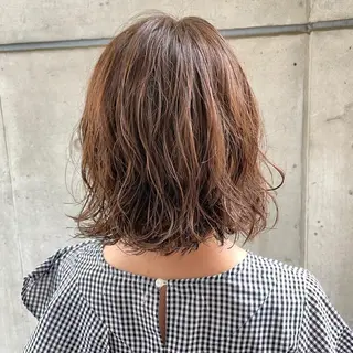ミディアム カラー パーマ 髪質改善 縮毛矯正/ レイヤー/銀座/本木のヘアスタイル