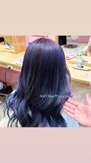 ロング カラー 🎀ピンク／ブリーチ 🌈デザイン♡BoNのヘアスタイル