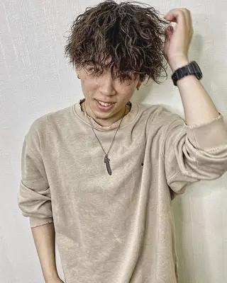 パーマ メンズ 原田 涼矢のヘアスタイル