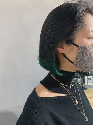 ミディアム カラー パーマ ボブパーマコテ巻き風 パーマNo1深江秀平のヘアスタイル