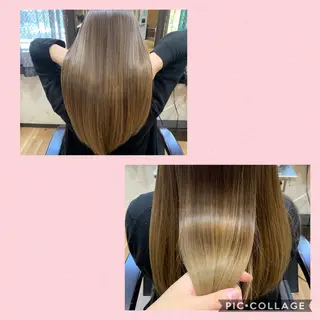 ロング カラー 髪質改善🩵艶髪 ストレート🩵山口のヘアスタイル