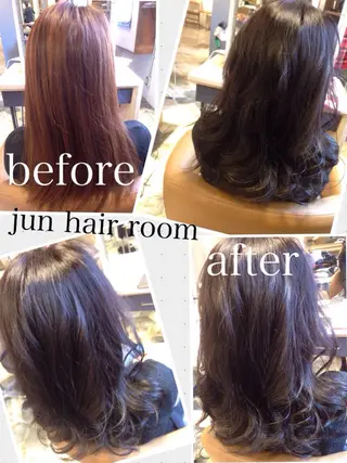 ショート ミディアム セミロング ロング カラー ヘアアレンジ 【体験】韓国 メイク&ヘア天神のヘアスタイル