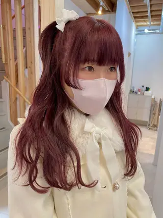 ロング 天神最安値エクステ カラーレイヤーカットのヘアスタイル
