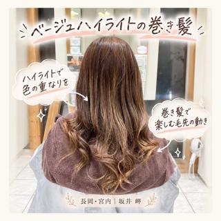 ロング カラー 長岡宮内【髪質改善】 透明感艶カラー坂井岬のヘアスタイル