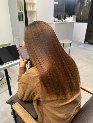 ロング パーマ 🍒モテ暖色カラー × うる艶✧ ゆなのヘアスタイル