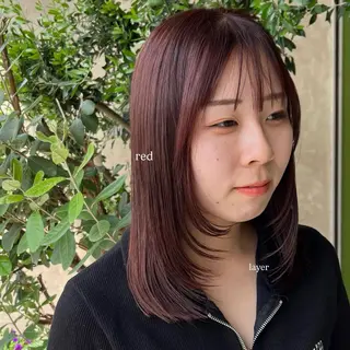セミロング レイヤー/透明感艶 カラー丸山ななほのヘアスタイル