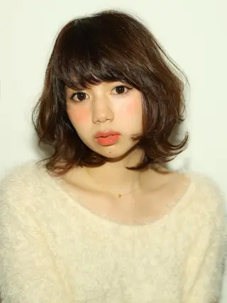 ショート ミディアム カラー パーマ 髪質改善/韓国風 レイヤー/田村祐樹のヘアスタイル