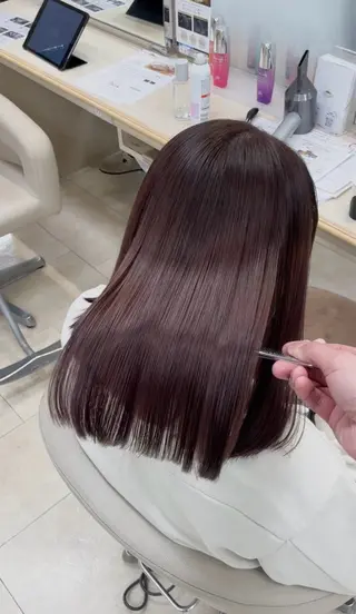 ロング シャドウパーマ／骨格 矯正カット　トモキのヘアスタイル