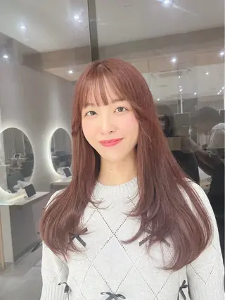 ロング カラー フェイスレイヤー/ 小顔/髪質改善 関のヘアスタイル