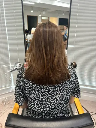 ミディアム カラー パーマ ヘアアレンジ メンズ キッズ 似合せレイヤー/ 柔らか透明感カラーのヘアスタイル