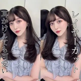 ロング カラー レイヤー/髪質改善 縮毛/ハッシュカットのヘアスタイル