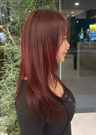 カラー 二次元ウルフ🍒 ボルドーカラー愛希子のヘアスタイル