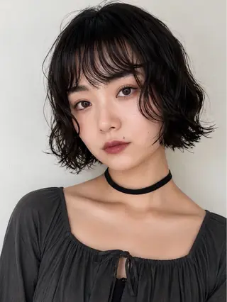 ミディアム カラー パーマ REMIパーマ・ ボブレイヤー・メンズのヘアスタイル