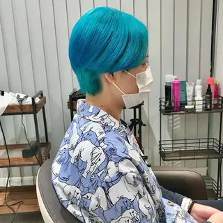 ショート カラー 雅/ダブルカラー/ 白髪ぼかしハイライトのヘアスタイル
