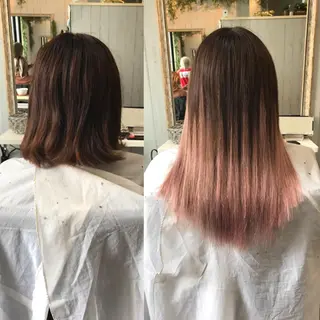 カラー ロング ヘアアレンジ 大阪レミーエクステ チビ編み込みのヘアスタイル