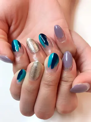ロング カラー パーマ ヘアアレンジ ネイル マツエク・マツパ Sunny side nailのネイルデザイン