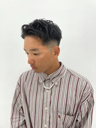 メンズ スパイキーパーマ 柏NO1 藤本葉のヘアスタイル
