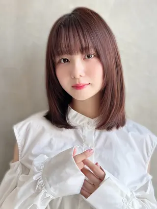 ミディアム カラー パーマ 銀座✨レイヤーカット 顔まわり/坂本亜裟海のヘアスタイル
