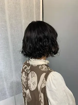 ミディアム パーマ ボブパーマコテ巻き風 パーマNo1深江秀平のヘアスタイル