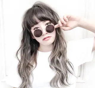 ミディアム セミロング ロング カラー パーマ THE USUAL ユージュアルのヘアスタイル