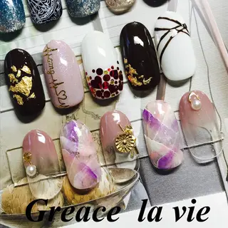 セミロング カラー パーマ ヘアアレンジ キッズ ネイル マツエク・マツパ Greace  la vieのネイルデザイン