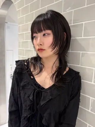 セミロング カラー ヘアアレンジ 🖤小顔ボブ/ウルフ レイヤー🖤山本諒のヘアスタイル