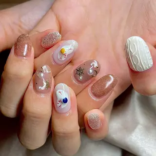 ミディアム カラー パーマ ヘアアレンジ メンズ キッズ ネイル マツエク・マツパ el. by Aoのネイルデザイン