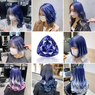 セミロング カラー 🆕ブリーチ髪質改善 🆕デザインカラーのヘアスタイル