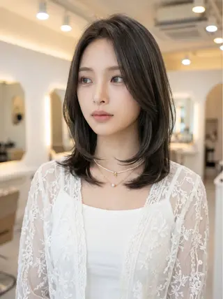 ミディアム カラー 韓国レイヤーカット× 髪質改善ラビマーニのヘアスタイル
