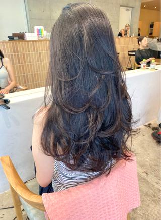 ロング カラー Saki/レイヤー/ 柔色カラー/顔まわりのヘアスタイル