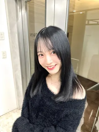 セミロング 縮毛矯正/髪質改善/ ブリーチ毛/木元渓太のヘアスタイル