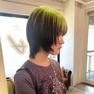 ショート カラー パーマ ヘアアレンジ メンズ 🧨ブリーチー×ボブ レイヤー💎じゅえるのヘアスタイル