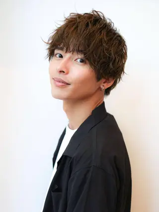 ショート カラー パーマ ヘアアレンジ メンズ 髪質改善/韓国風 レイヤー/田村祐樹のヘアスタイル