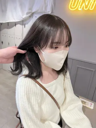 セミロング カラー パーマ ヘアアレンジ メンズ キッズ ネイル マツエク・マツパ アイブロウ 上品＆韓国風 🥀海心🥀のヘアスタイル