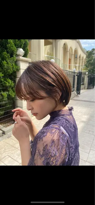 ショート カラー パーマ ヘアアレンジ ✨艶髪✨ 奈須晴香のヘアスタイル