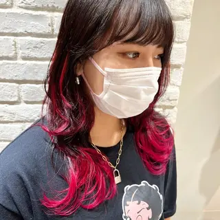 ロング カラー 曲がる縮毛矯正 LIBER 岩名のヘアスタイル