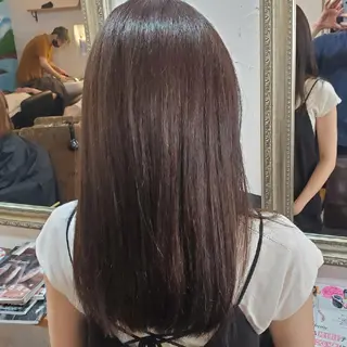 ロング カラー パーマ 韓国風レイヤーカット 上手く丁寧早い/マツのヘアスタイル