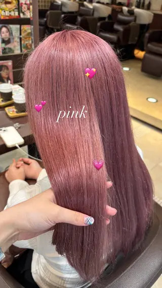 セミロング ブロンド/ピンク/ IBUKI🍒のヘアスタイル