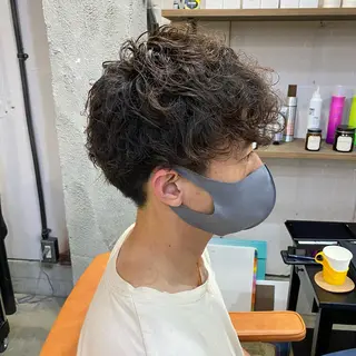 ミディアム パーマ メンズ 勝河 怜楊のヘアスタイル