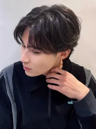 ショート カラー パーマ ヘアアレンジ メンズ 大宮🩵韓国ヘア 毛流れ🫧☁️まいのヘアスタイル
