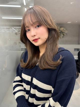 セミロング カラー パーマ ヘアアレンジ レイヤー/縮毛矯正/ ブリーチなし吉村清志のヘアスタイル