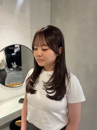 セミロング 新宿/顔周りカット +レイヤー=しずく♩のヘアスタイル