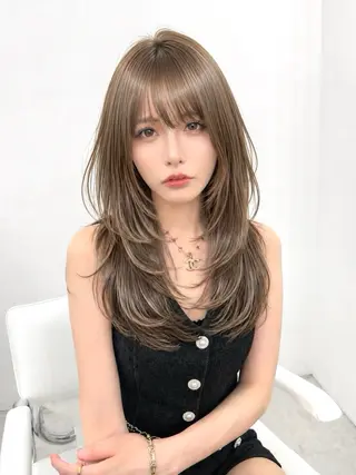 ロング カラー 盛れる顔周り✨韓国式 レイヤーkanatoのヘアスタイル