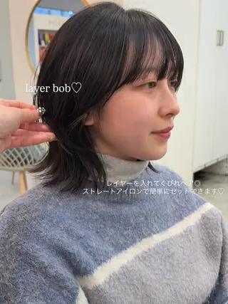 ミディアム ナカノユウ/本厚木/ レイヤーカットのヘアスタイル