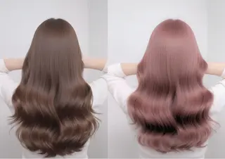 セミロング カラー ヘアアレンジ VIMhair天神店 縮毛矯正 ハイライトのヘアスタイル
