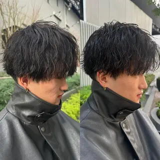 ショート カラー パーマ ヘアアレンジ メンズ 亀井隆汰/メンズ専門 パーマ/フェード可のヘアスタイル