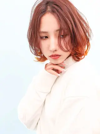 ミディアム カラー パーマ THE USUAL ユージュアルのヘアスタイル