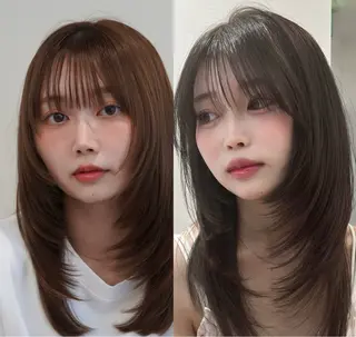 セミロング 縮毛矯正 / 透明感カラー首藤大翔のヘアスタイル