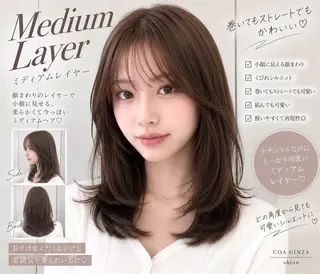 ミディアム ミディアムレイヤー shion‎🤍のヘアスタイル